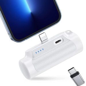 Abnoys Portabl Charger,Power-Bank,8000mAh Mini Ultra Compact Portable Phone Charger Battery Pack for iPhone Comes with a Type-C Conversion Interface (White)