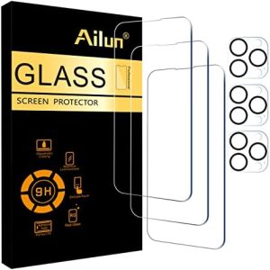 Ailun 3 Pack Screen Protector for iPhone 14 Pro Max [6.7 inch] + 3 Pack Camera Lens Protector,Sensor Protection,Dynamic Island Compatible,Case Friendly Tempered Glass Film,[9H Hardness] - HD