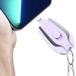 Keychain Portable Charger for iPhone,2000mAh Mini Power Emergency Pod,External Fast Charging Power Bank Battery Pack,Cell Phone Charger for iPhone 14,13,12,11,Plus,Pro,Max,XS,XR,X,8,7,6,6s,5,4,Violet