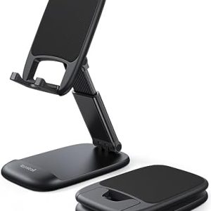 Lamicall Foldable Phone Stand for Desk - Height Adjustable Cell Phone Holder Portable Cellphone Cradle Desktop Dock Compatible with iPhone 15 14 13 Pro Max Mini, 12 11 XR X 8 7 6 Plus SE, Smartphone