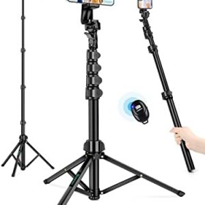 Phone Tripod, 71" Tripod for iPhone, Selfie Stick Tripod Stand with Remote, Phone Tripod & Tall Travel Tripod for Recording Video Selfies Photo, Compatible with iPhone 14 Pro Max 13 12 11 Cell Phone